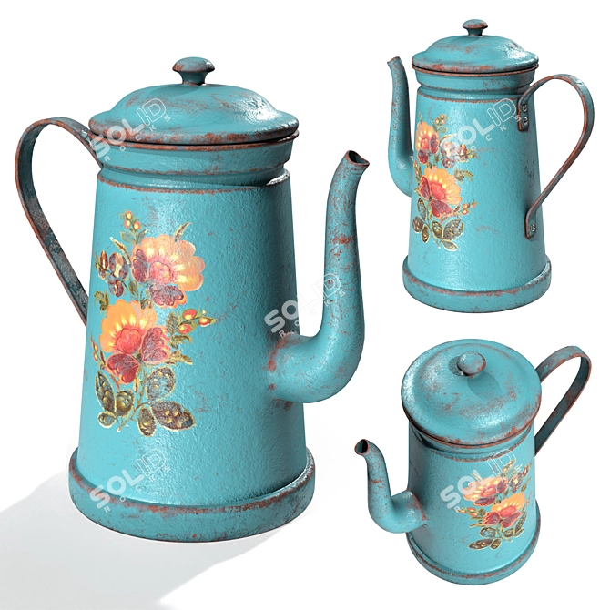 Vintage Grunge Coffee Pot 3D model image 1