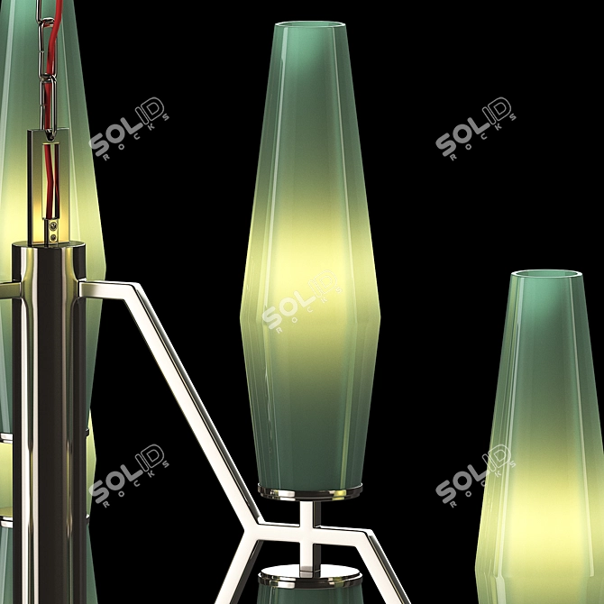 Elegant Green Blown Glass Chandelier 3D model image 4