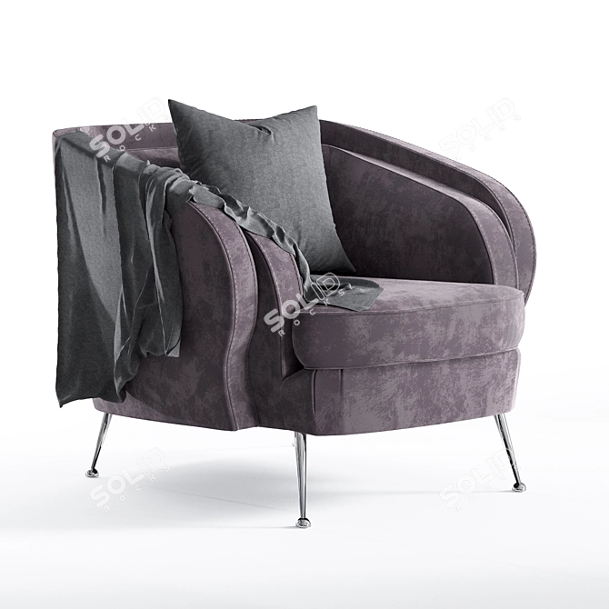 Luxurious Musana Velvet Armchair 3D model image 1