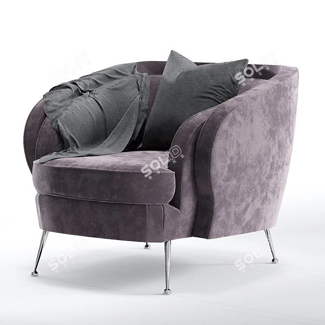 Luxurious Musana Velvet Armchair 3D model image 2