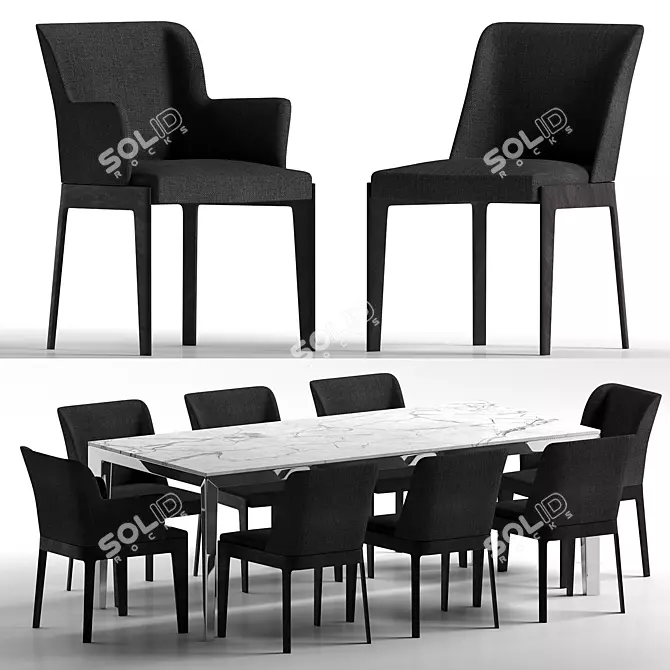 Elegant Chelsea Chair & Table 3D model image 2