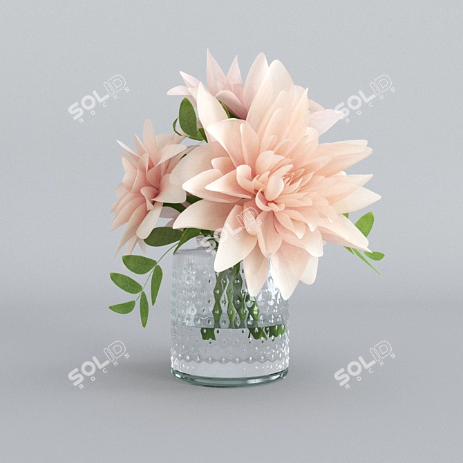 Vibrant Dahlias in a Vase 3D model image 1