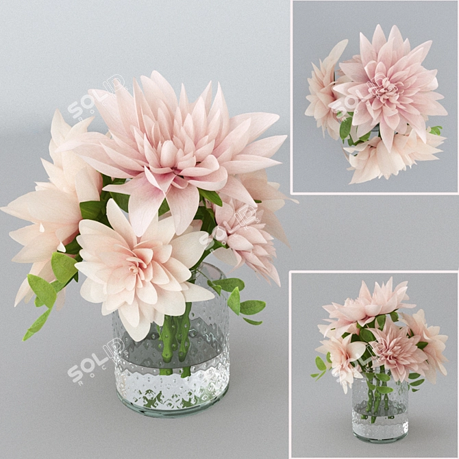 Vibrant Dahlias in a Vase 3D model image 2