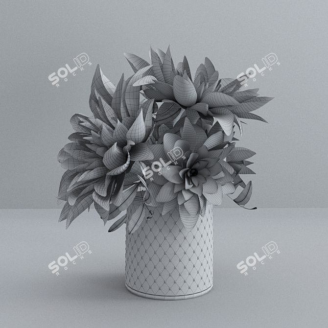 Vibrant Dahlias in a Vase 3D model image 3