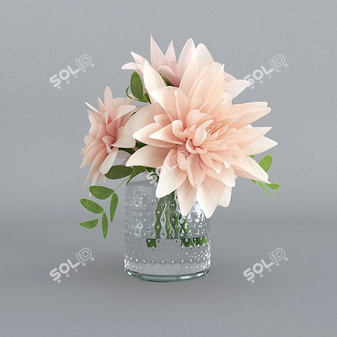 Vibrant Dahlias in a Vase 3D model image 4