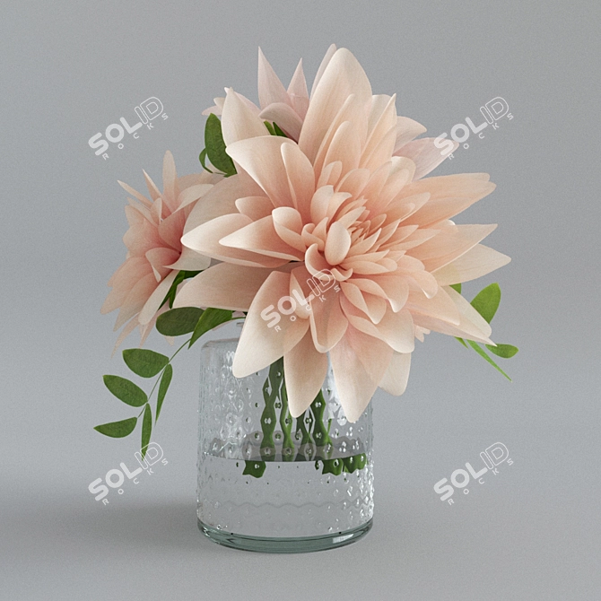 Vibrant Dahlias in a Vase 3D model image 7