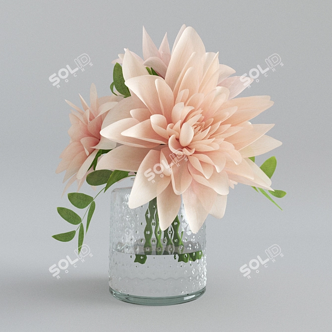 Vibrant Dahlias in a Vase 3D model image 8