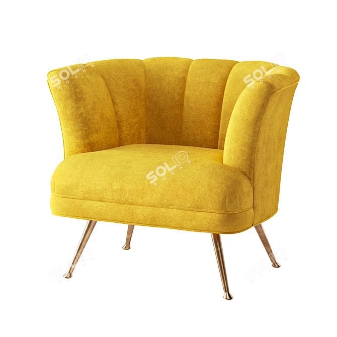 Velvet Tulip Chair | Bronze Legs 3D model image 1