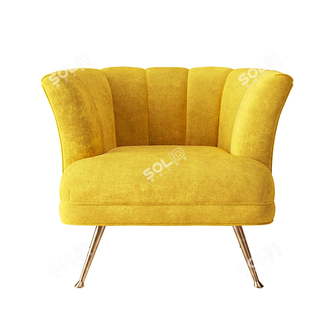 Velvet Tulip Chair | Bronze Legs 3D model image 2