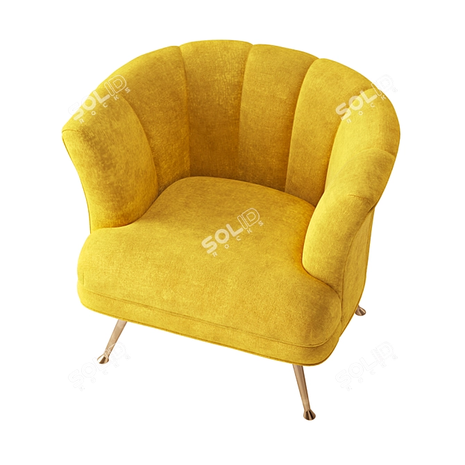 Velvet Tulip Chair | Bronze Legs 3D model image 3