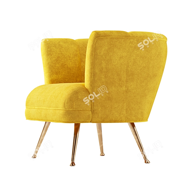 Velvet Tulip Chair | Bronze Legs 3D model image 4