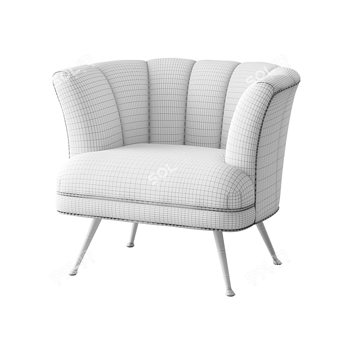 Velvet Tulip Chair | Bronze Legs 3D model image 5