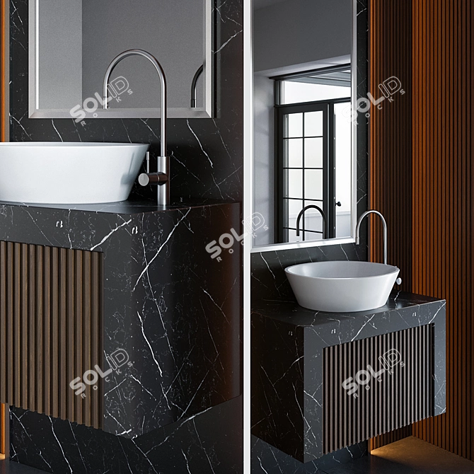 Modern Bathroom Furniture Set 3D model image 2