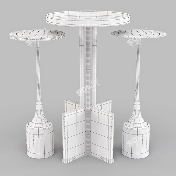 Modern Glam: Marble & Brass Side Table with Hudson Drink Table - Set 01 3D model image 2
