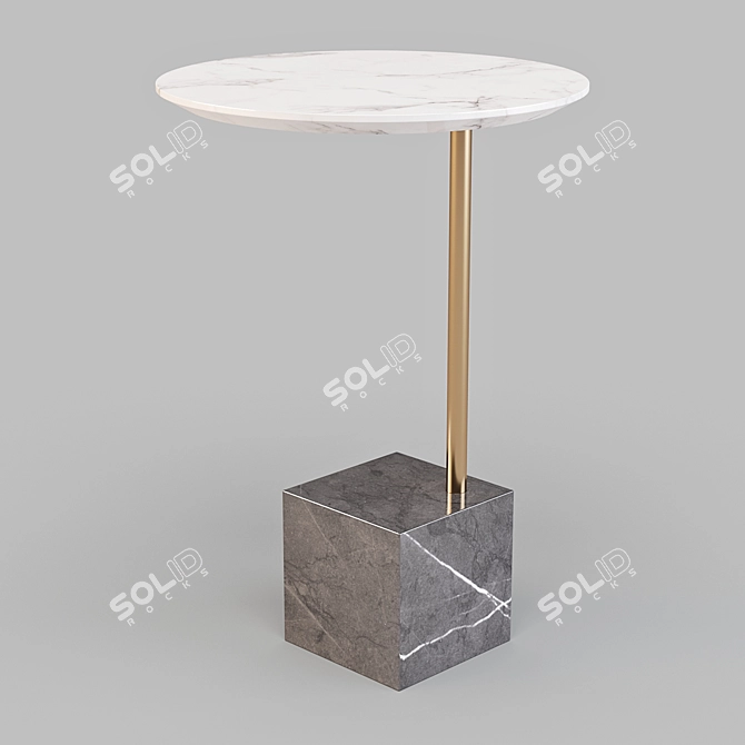 Sleek Marble and Metal Side Tables Set 3D model image 3