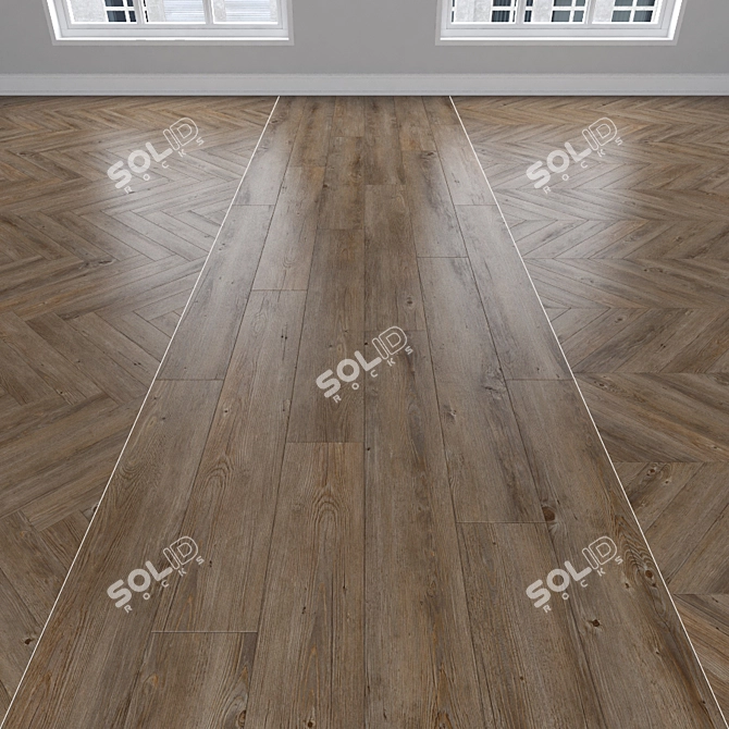 Parquet Oak Collection - Herringbone, Linear & Chevron Styles  Elegant and Versatile Flooring 3D model image 1