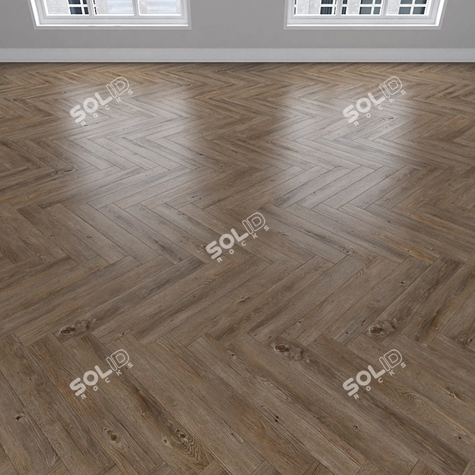Parquet Oak Collection - Herringbone, Linear & Chevron Styles  Elegant and Versatile Flooring 3D model image 3