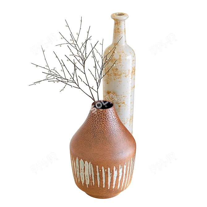 Modern Ceramic Vases: Euclid & Scoville 3D model image 3