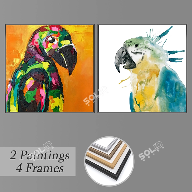 Modern Wall Art Set with Multiple Frames 3D model image 1