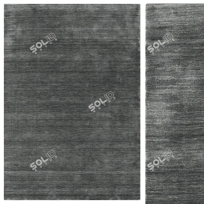 Luxury Dark Gray Handloom Fringed Carpet 3D model image 1