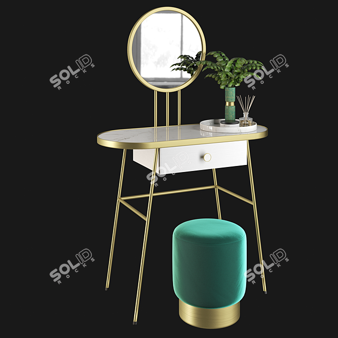 Elegant "For Miss" Dressing Table 3D model image 1