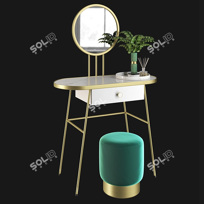 Elegant "For Miss" Dressing Table 3D model image 4