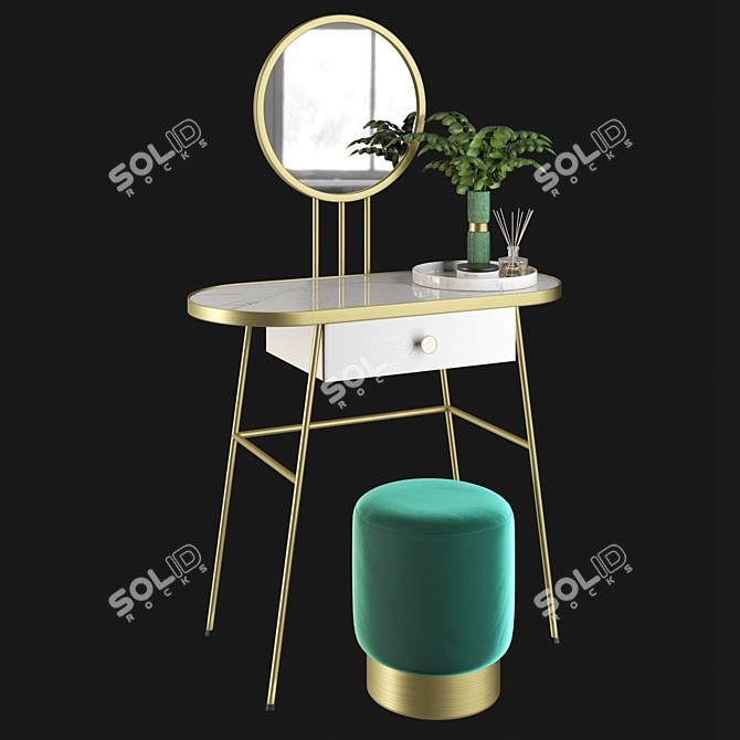 Elegant "For Miss" Dressing Table 3D model image 5