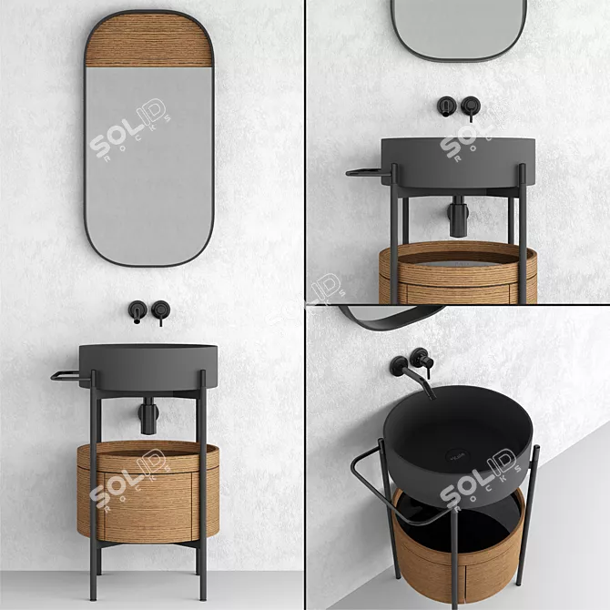 Sleek Mirrored Bathroom Cabinet | 009 3D model image 1