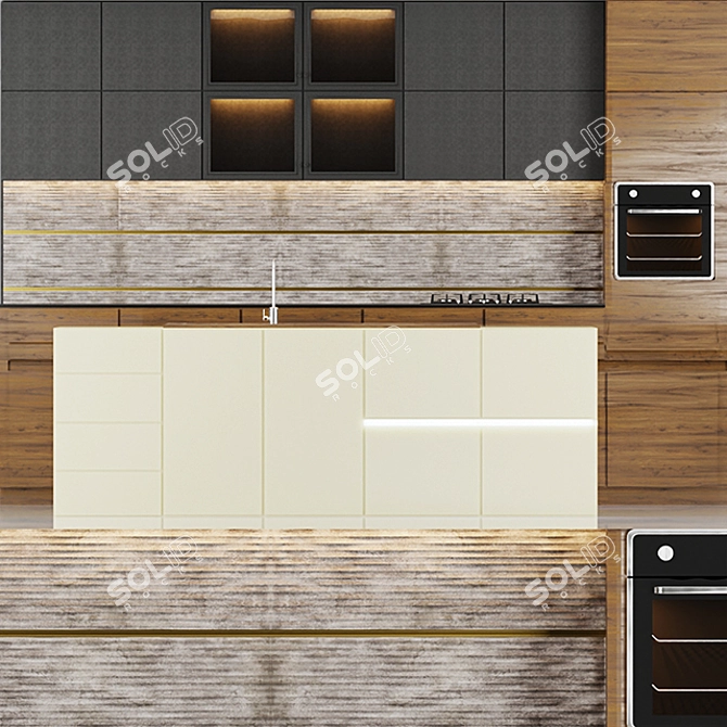 Sleek 3D Kitchen Design 3D model image 1