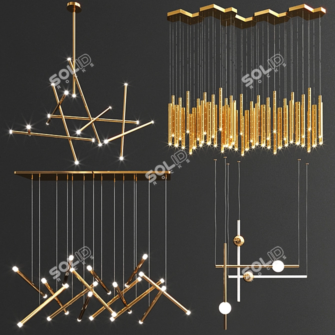 Sleek LED Chandeliers: Modern Minimalist Collection 3D model image 1