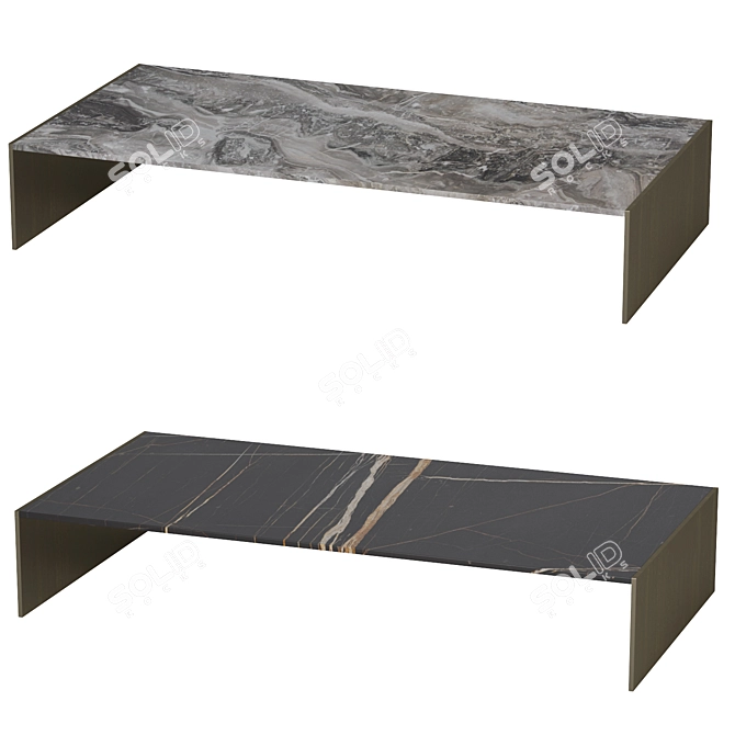 Sleek Modern Marble Coffee Table 3D model image 3