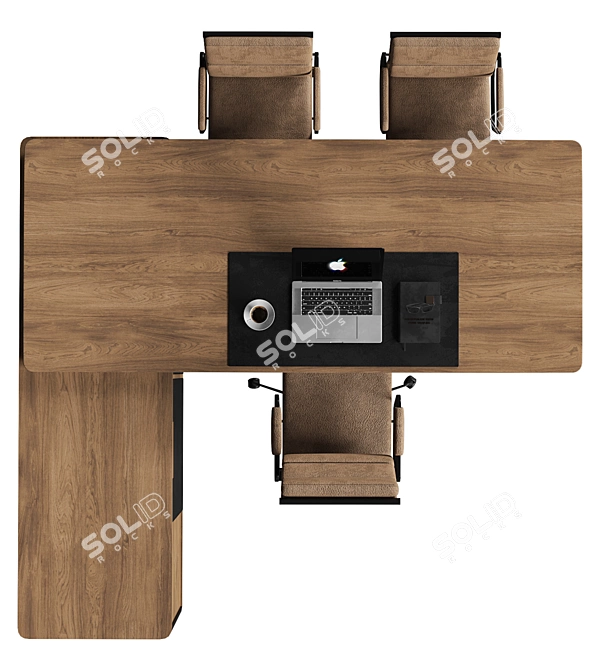 Sleek Management Desk 2015 3D model image 3