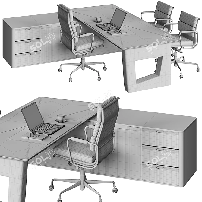 Sleek Management Desk 2015 3D model image 5