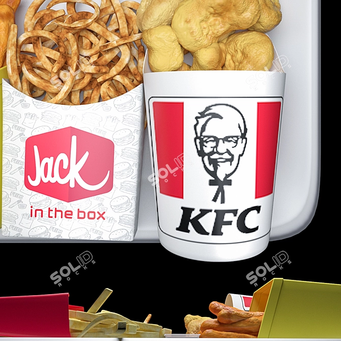  Crispy Snack Delight: Fastfood Fries Set 3D model image 2