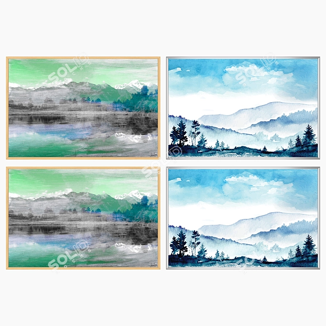 Modern Art Set with Various Frames 3D model image 3