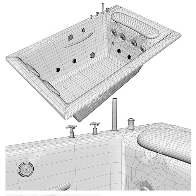 Luxury Hydrotherapy Bathtub 3D model image 8