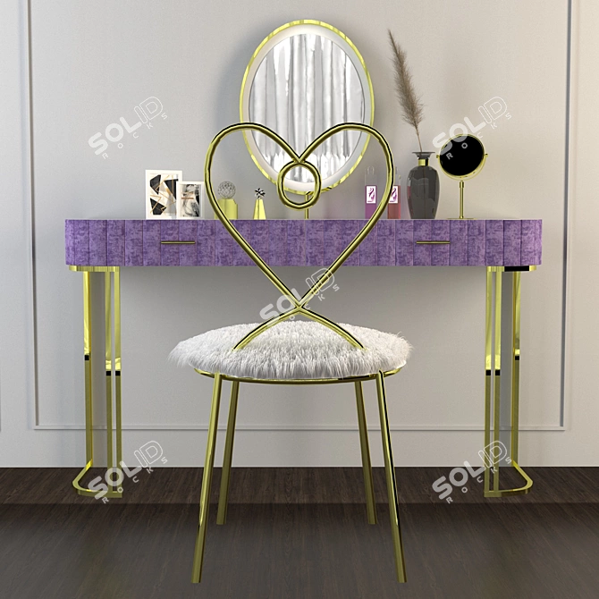 Elegant Vanity Set: Dressing Table, 2015 Design 3D model image 2