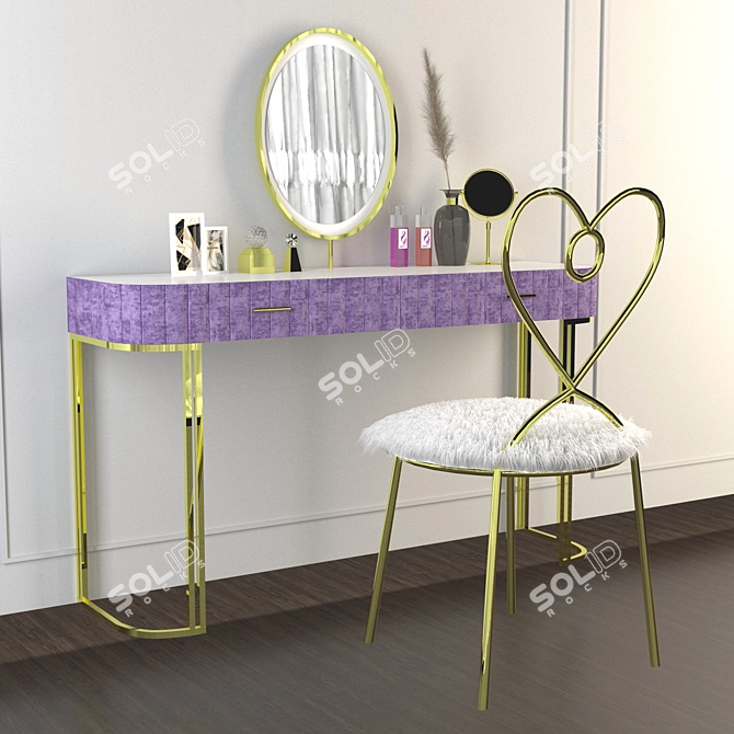Elegant Vanity Set: Dressing Table, 2015 Design 3D model image 4