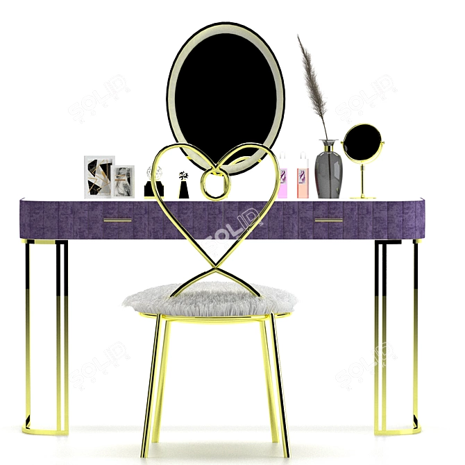 Elegant Vanity Set: Dressing Table, 2015 Design 3D model image 8