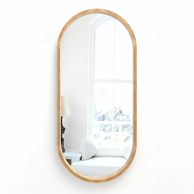 Elegant Ash Capsule Oval Mirror 3D model image 2