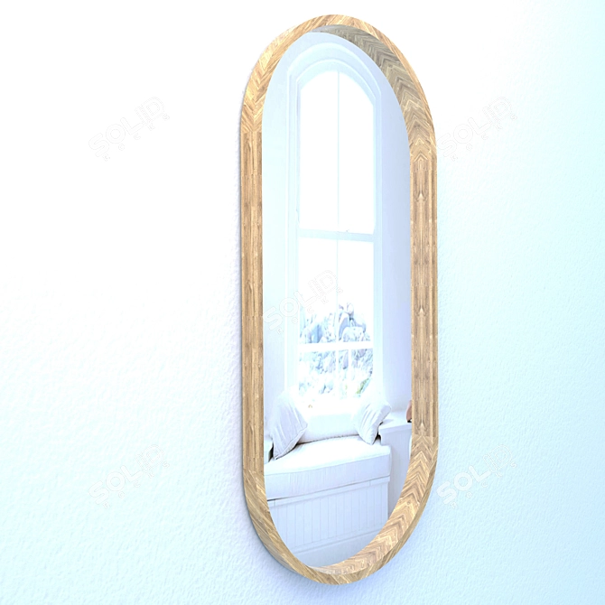 Elegant Ash Capsule Oval Mirror 3D model image 3