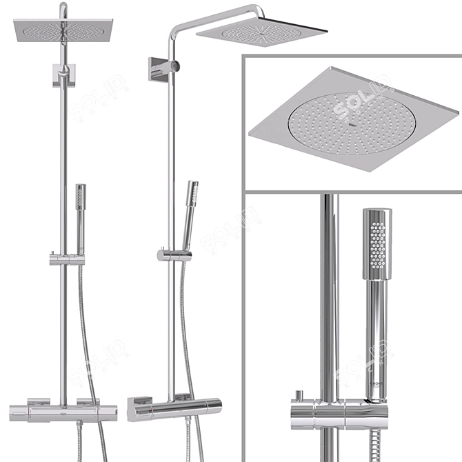 Grohe Rainshower F-Series 254 Shower System 3D model image 1