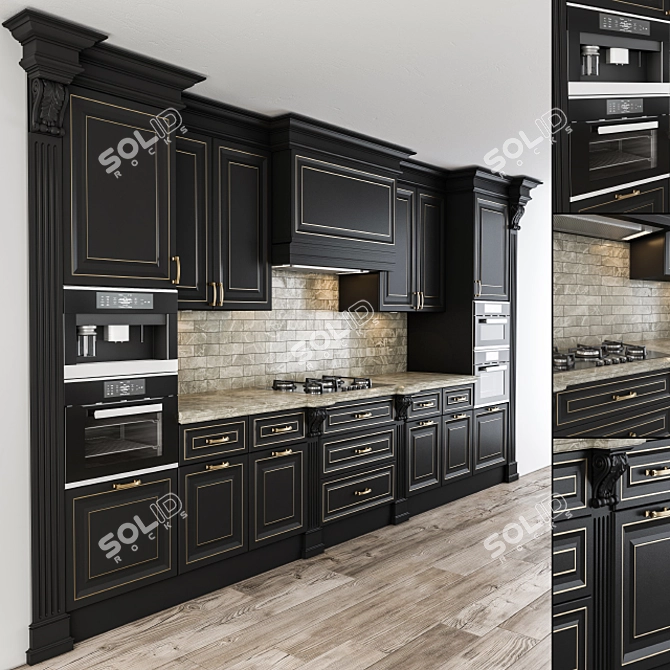 Ultimate Black Kitchen Set 3D model image 1