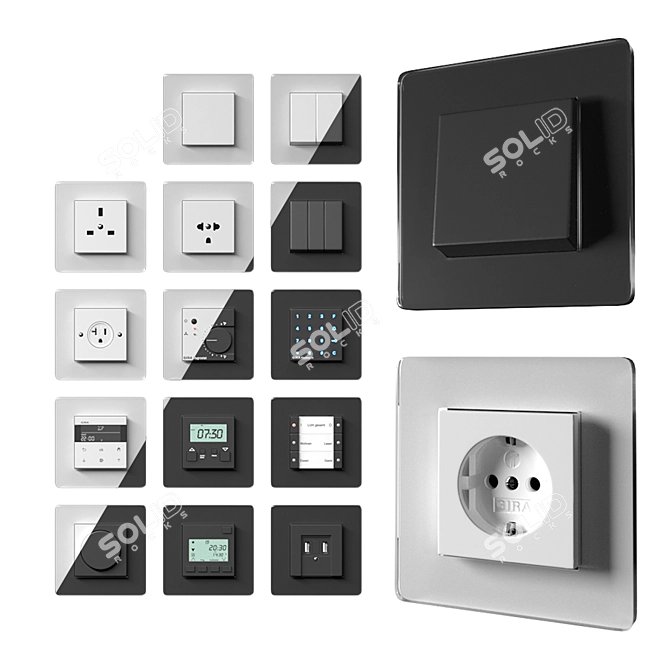 Gira Esprit Glass & Esprit Glass C Set: Switches, Sockets, Electronics 3D model image 2