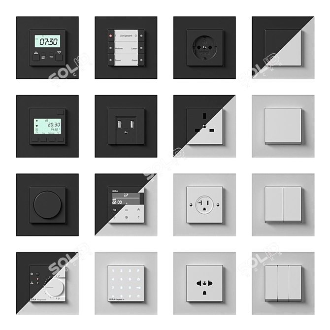 Gira Esprit Glass & Esprit Glass C Set: Switches, Sockets, Electronics 3D model image 4