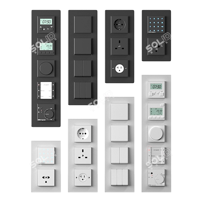 Gira Esprit Glass & Esprit Glass C Set: Switches, Sockets, Electronics 3D model image 5