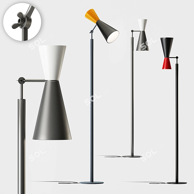 Le Corbusier Parliament Floor Lamp 3D model image 1