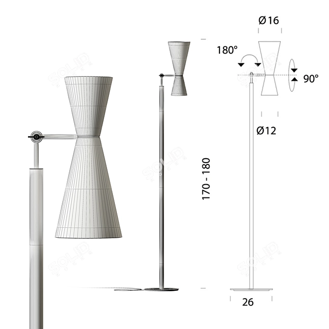 Le Corbusier Parliament Floor Lamp 3D model image 2