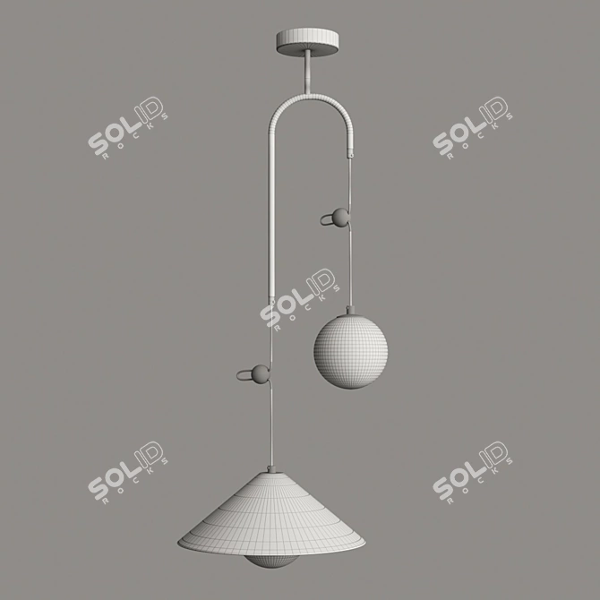 Modern Dual-Shade Hanging Pendant Light 3D model image 2