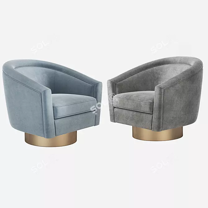 Elegant Catene Swivel Barrel Chair 3D model image 1